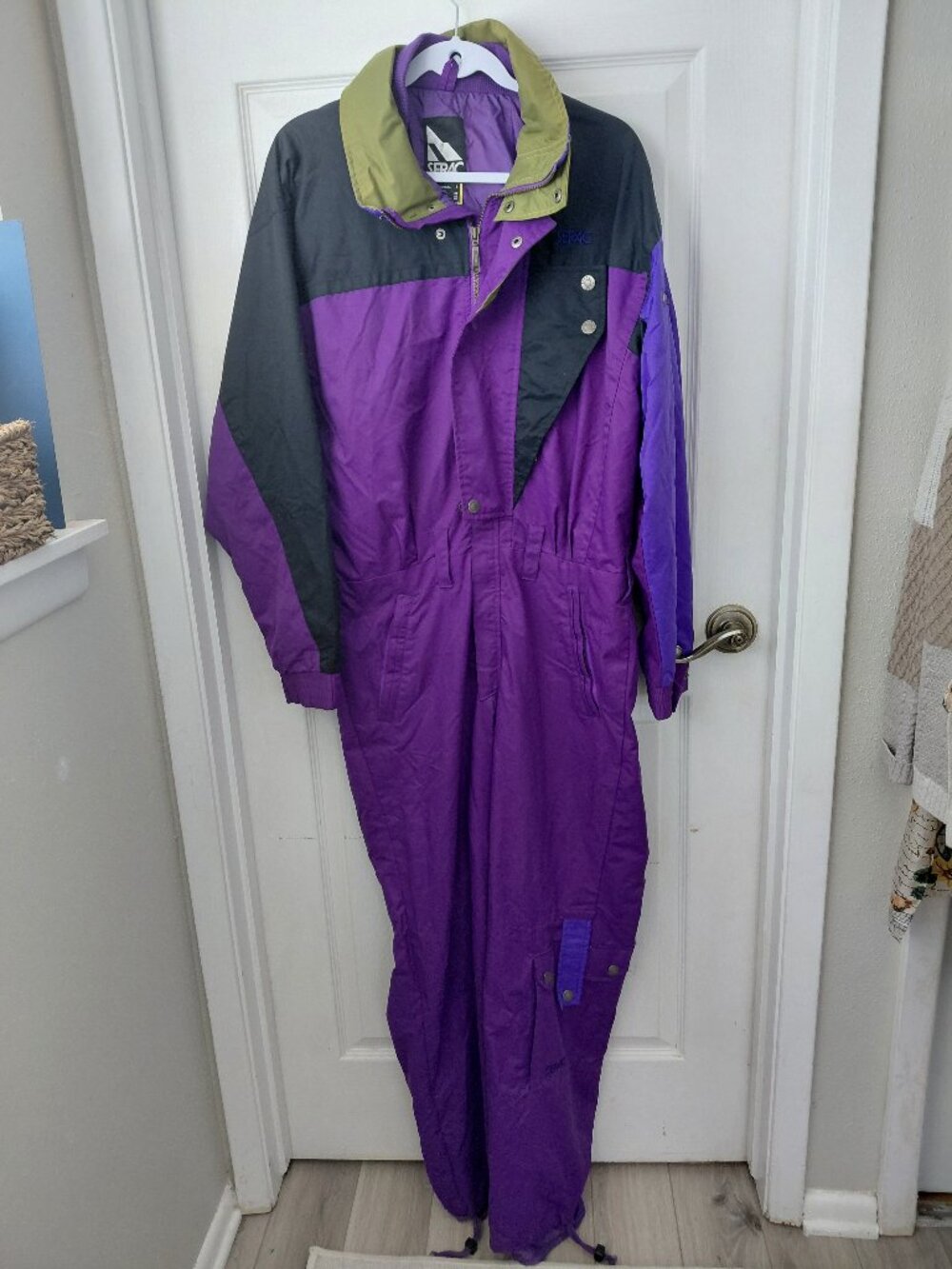 Vintage Serac Ski Suit One Piece Size Small Purple 80s 90s Missing Belt